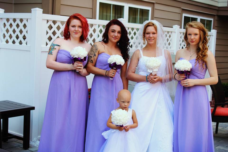 The bride with her bridesmaids