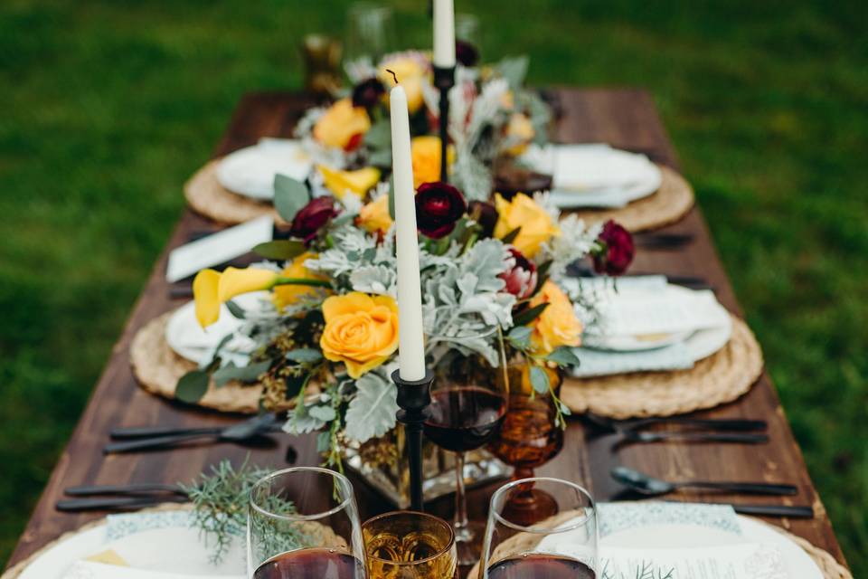 Vineyard wedding tablescape