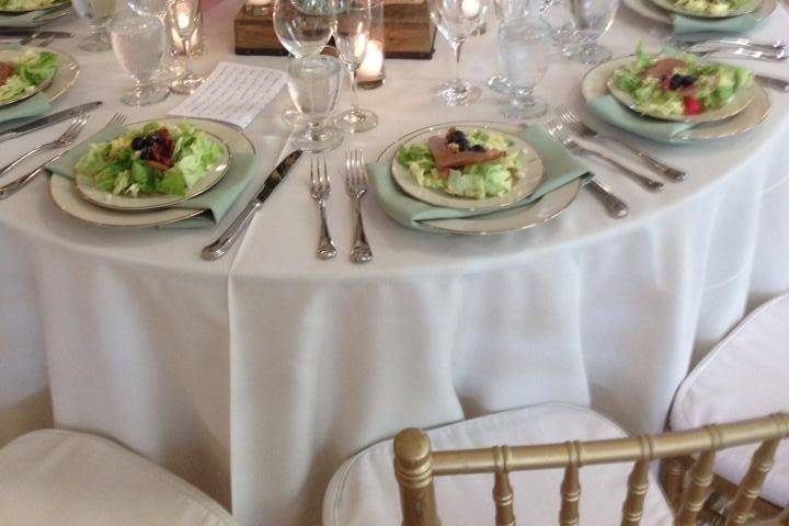 Table set-up with centerpiece