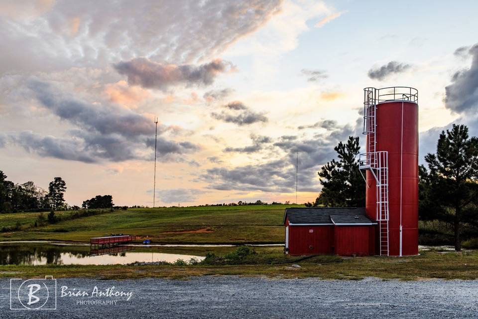 Red Barn pond with silo