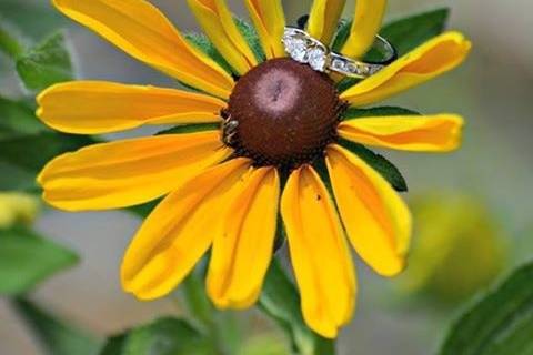 Wedding ring in a flower
