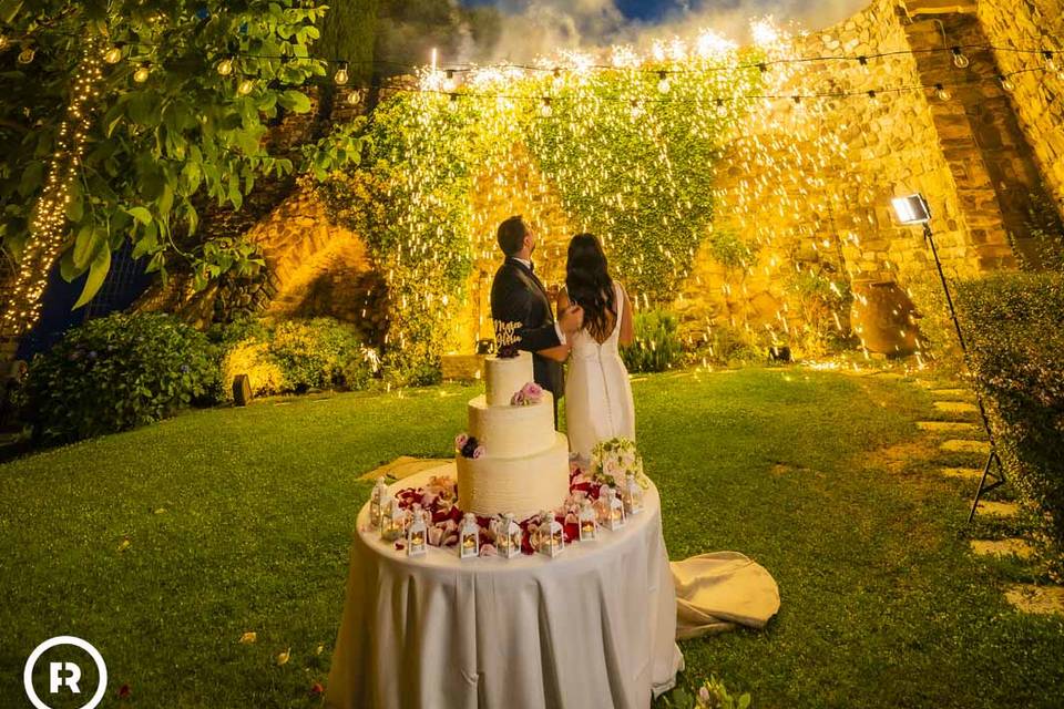 Wedding cake & fireworks