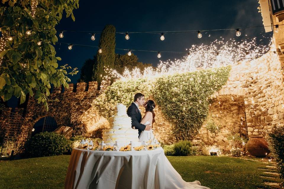 Wedding cake & fireworks