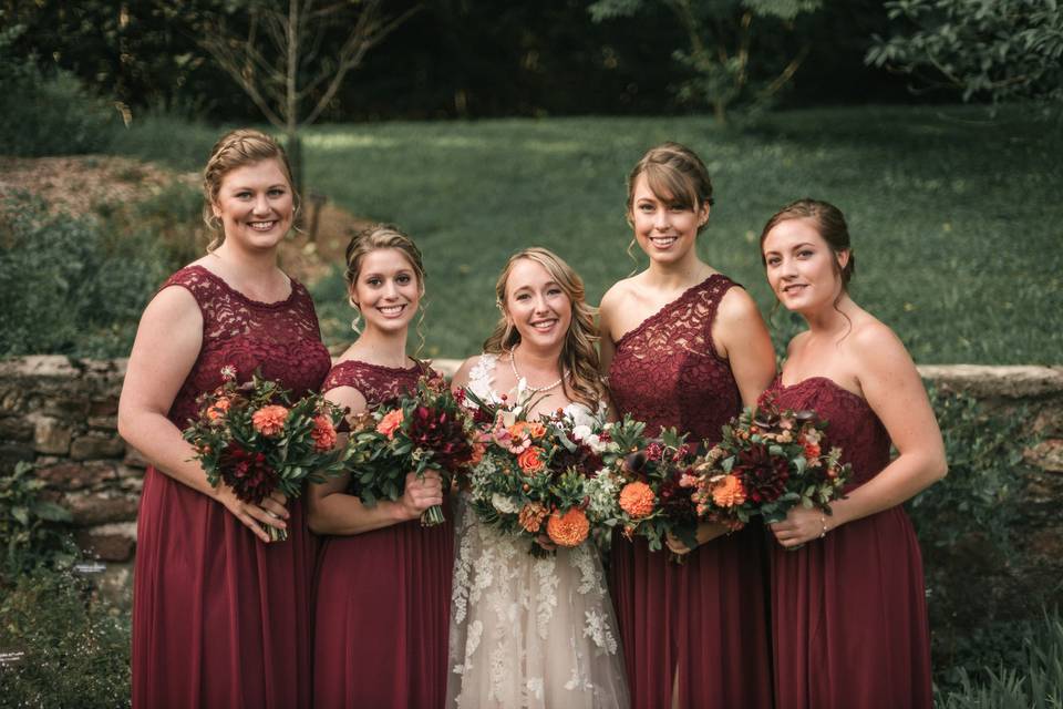 Fall bridal party flowers