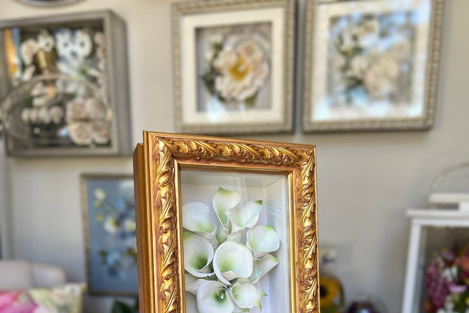 Calla Lilies Golden Shadowbox