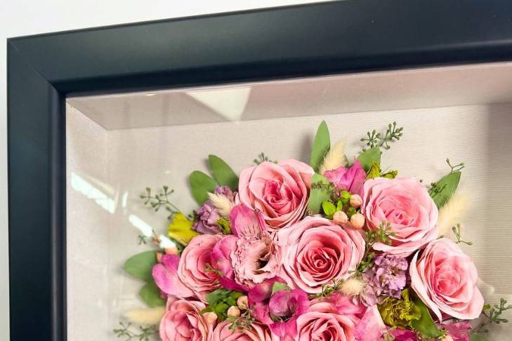 Roses in Shadowbox with Invite