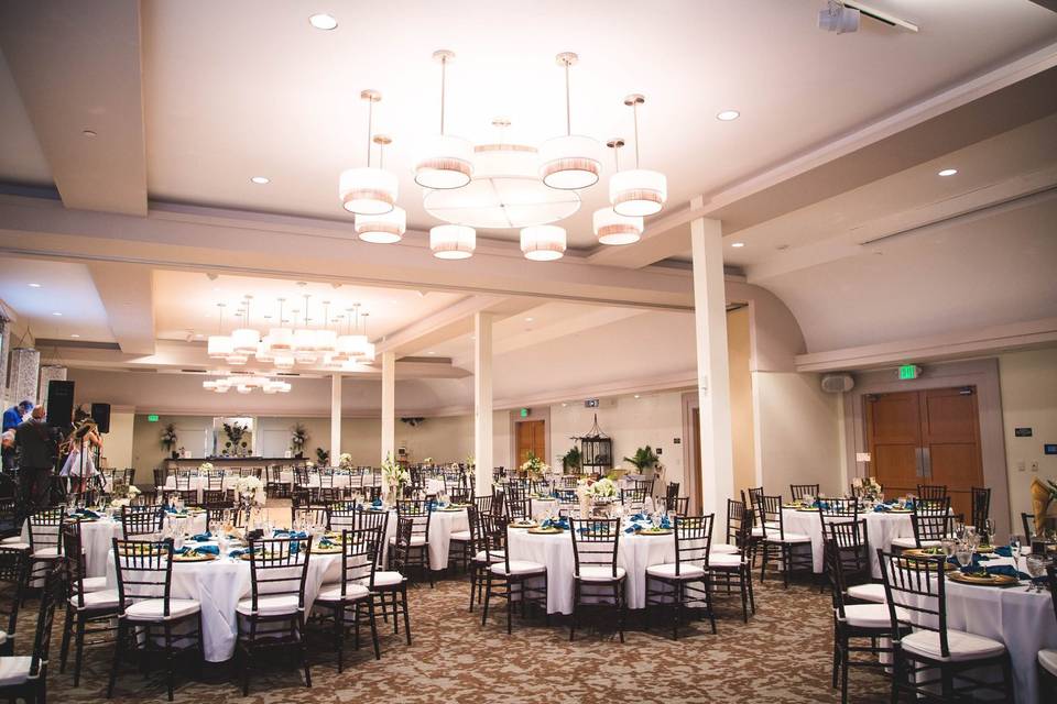 Table setup with flower centerpiece