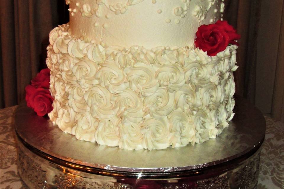 Wedding cake with swiss dots