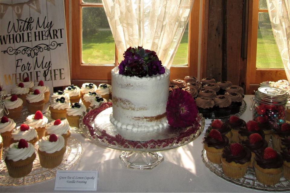 Wedding cake and dessert display