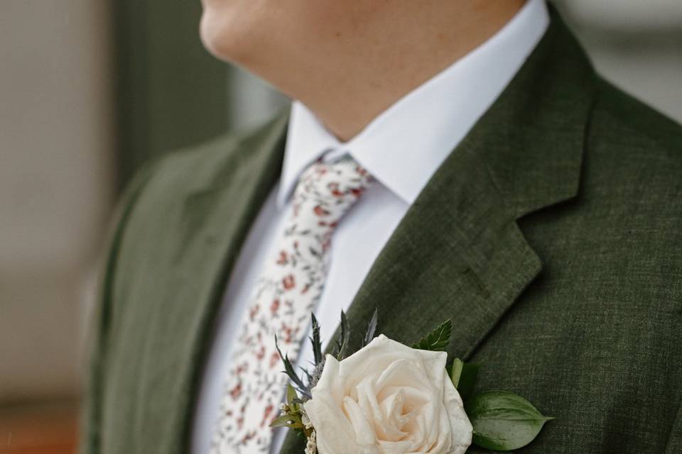 White rose boutonniere