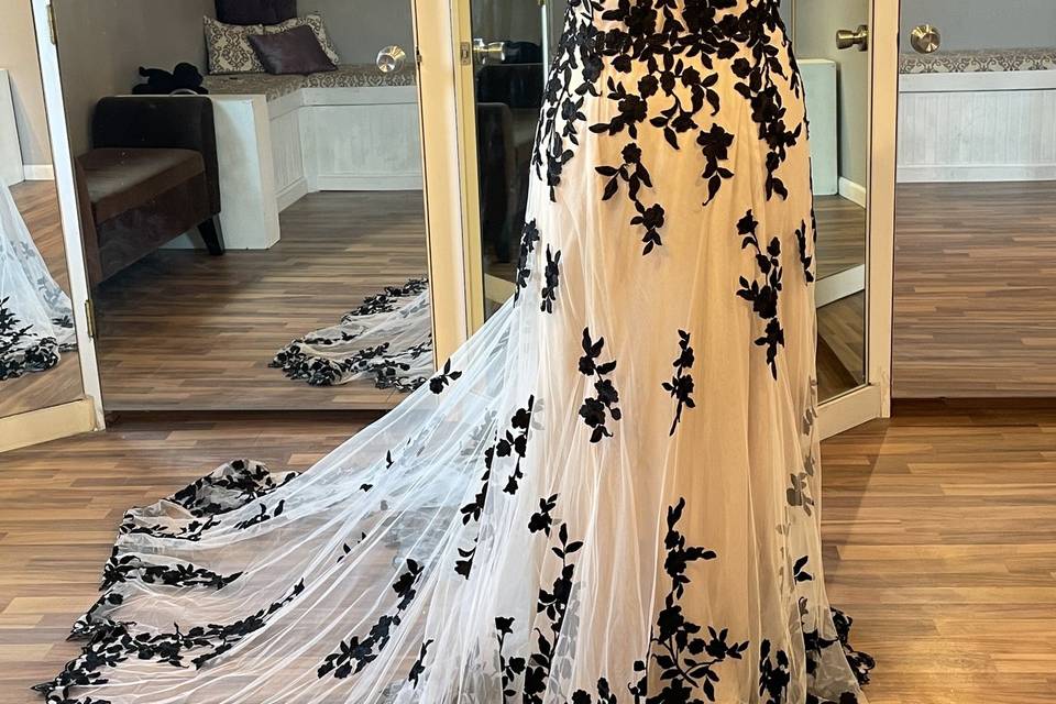 Black/Ivory/Nude wedding dress
