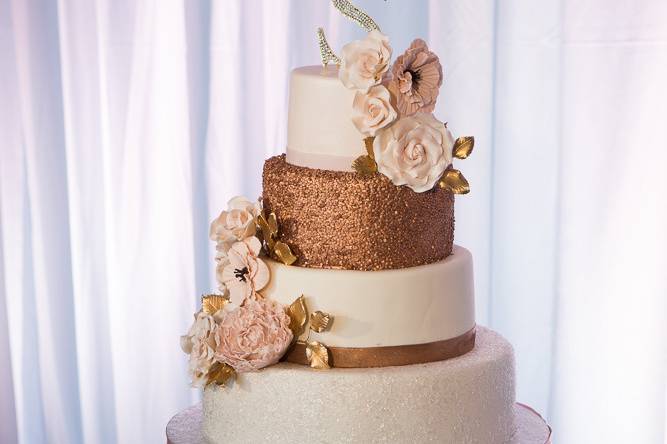 Rose gold wedding cake