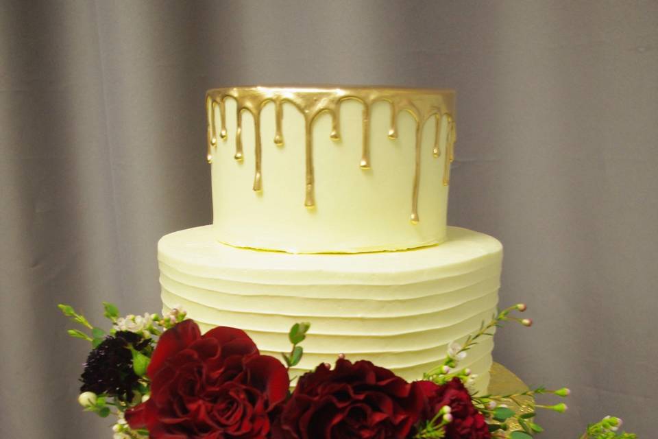 Gold Drip Wedding Cake