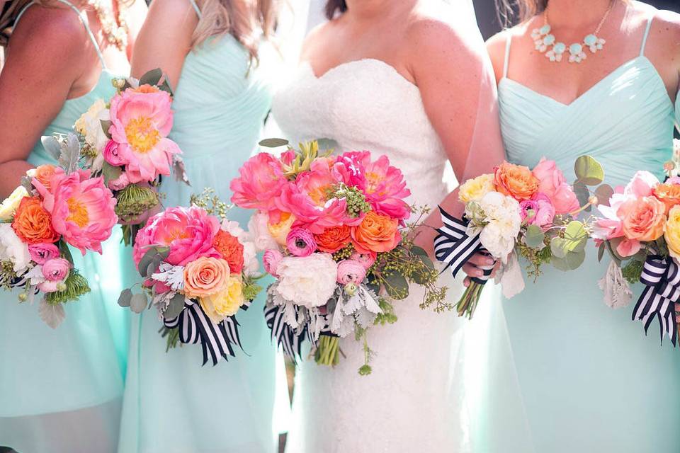 Bride and bridesmaids bouquets