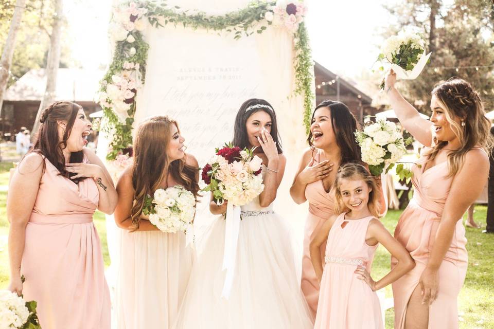 Giddy bridesmaids.