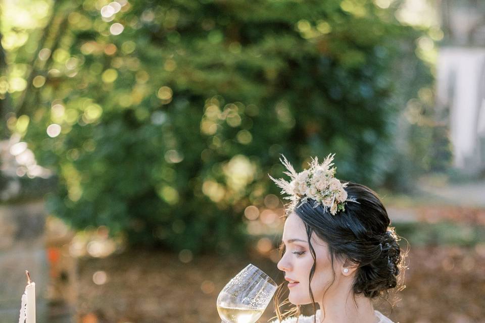 Bridal hair updo in Italy