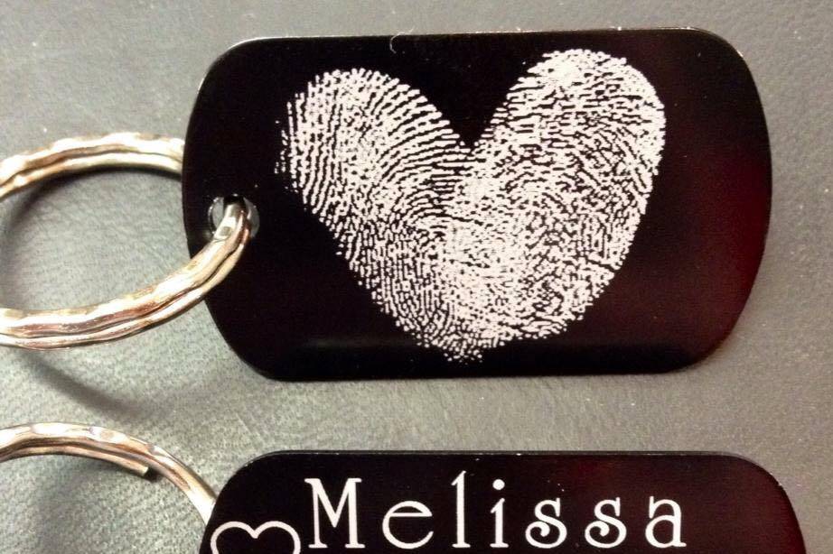 Couples Finger Print Dog Tags