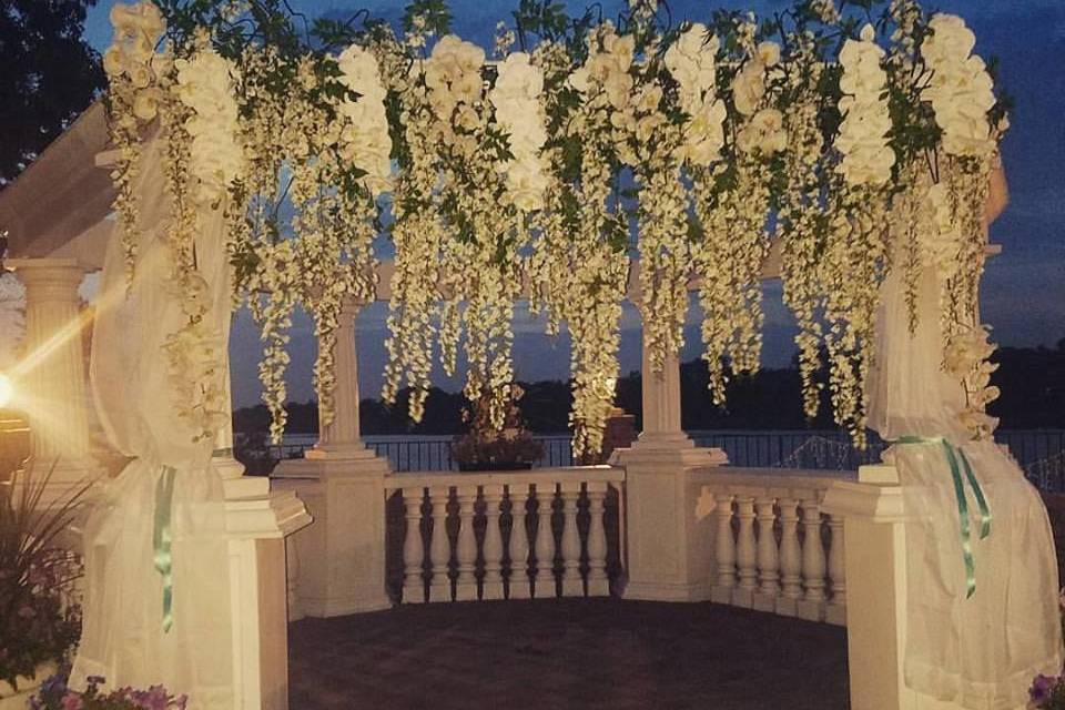 Decorated wedding arbor