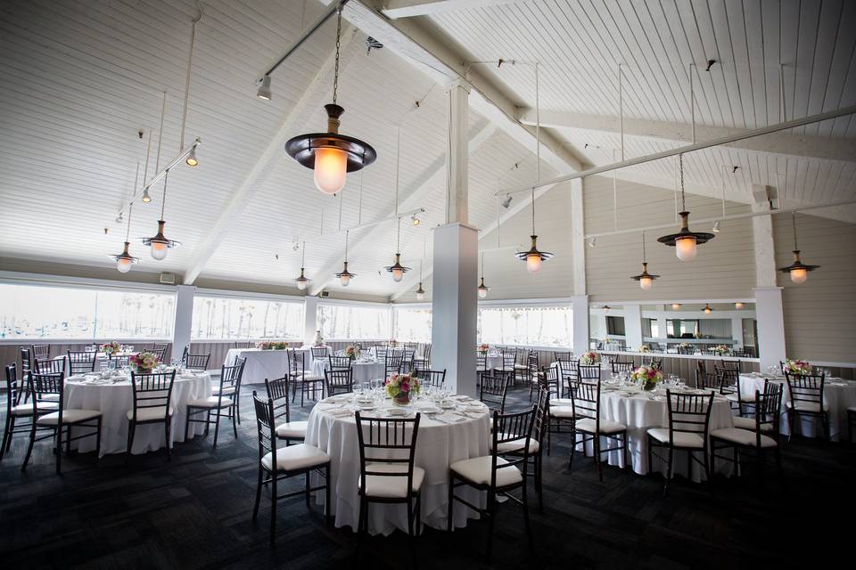 Hanging lights in the reception hall