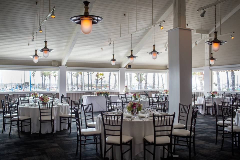 Hanging lights in the reception hall