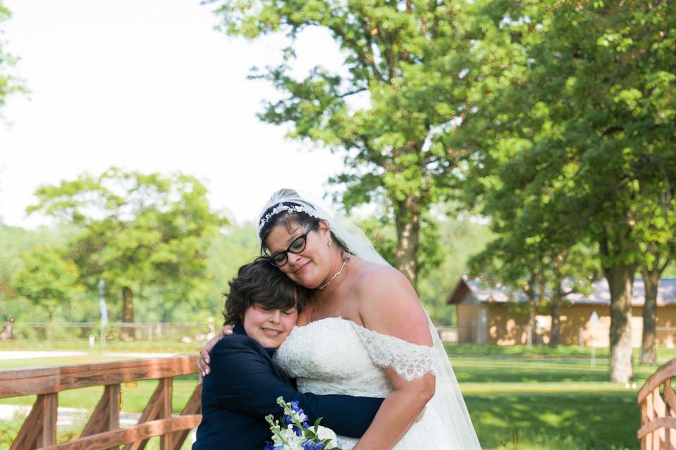 Mother and son wedding photos.