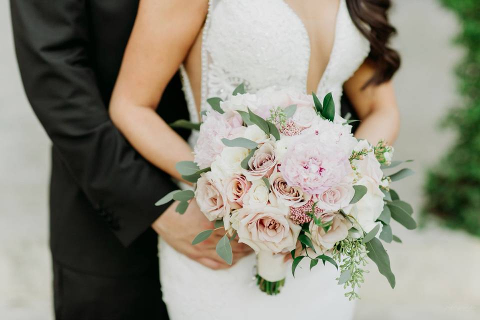 Rustic peony bridal bouquet