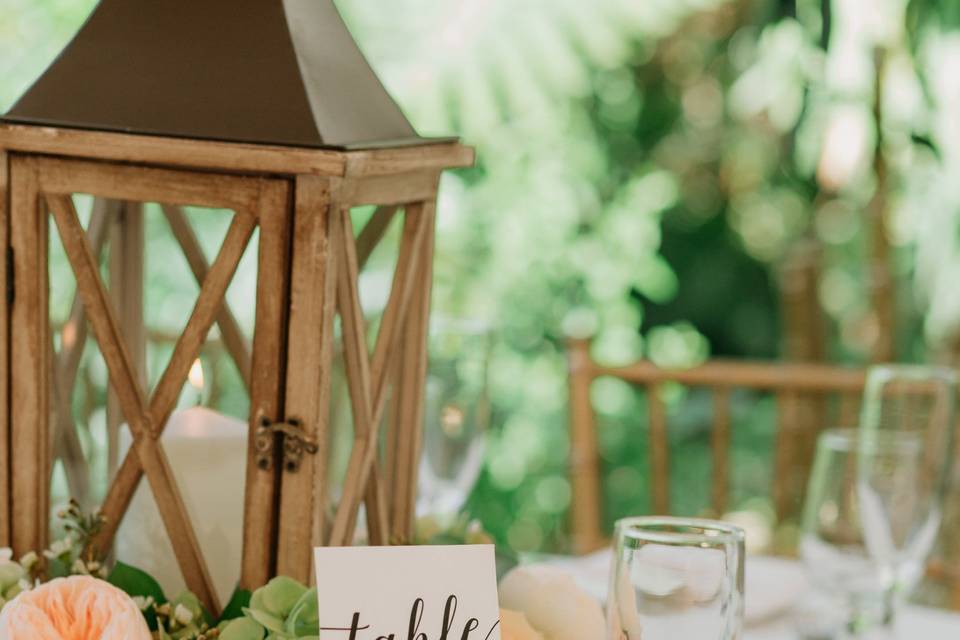 Rustic centerpiece lantern