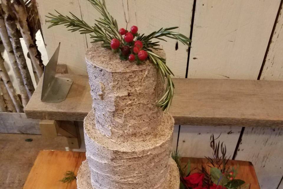 Holiday theme wedding cake