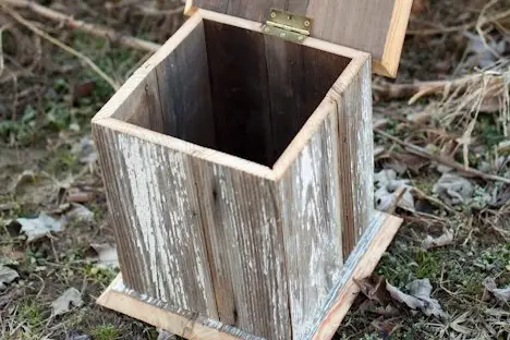 Vintage Gray Wood Wedding Card Box with Lid