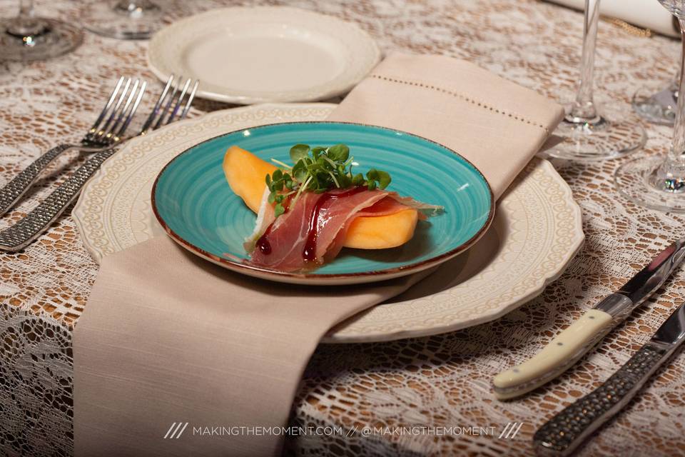Plated Melon + Proscuitto