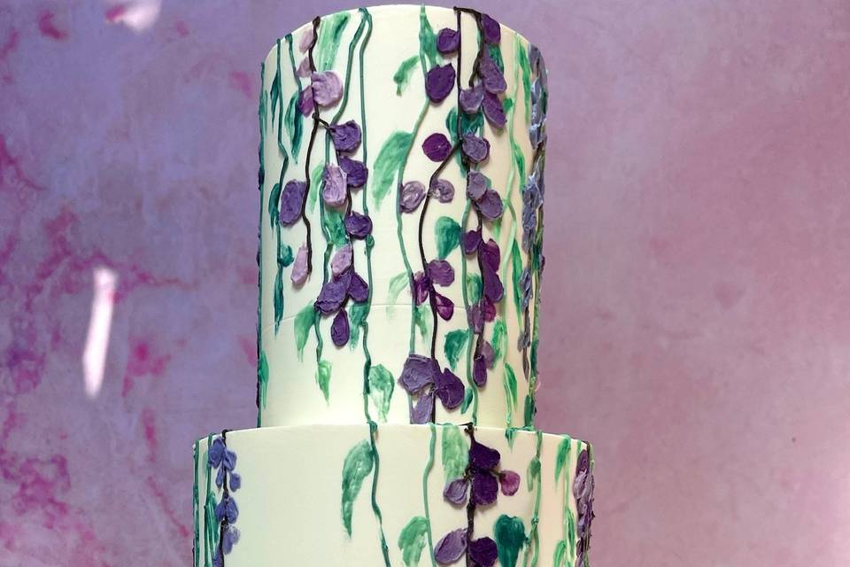 Painted wisteria cake