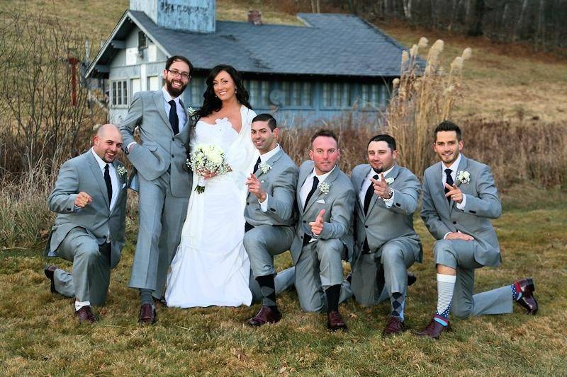 The couple with the groomsmen