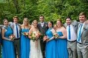 The couple with the bridesmaids and groomsmen