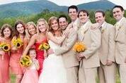 The couple with the bridesmaids and groomsmen