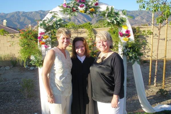 Brides and the officiant