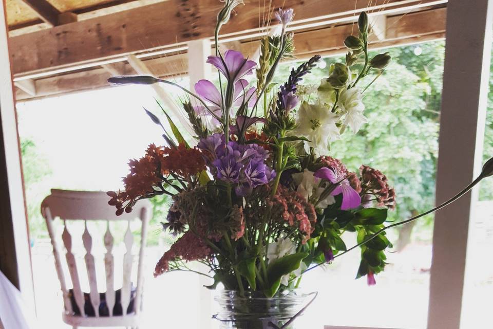 Table setup with centerpiece