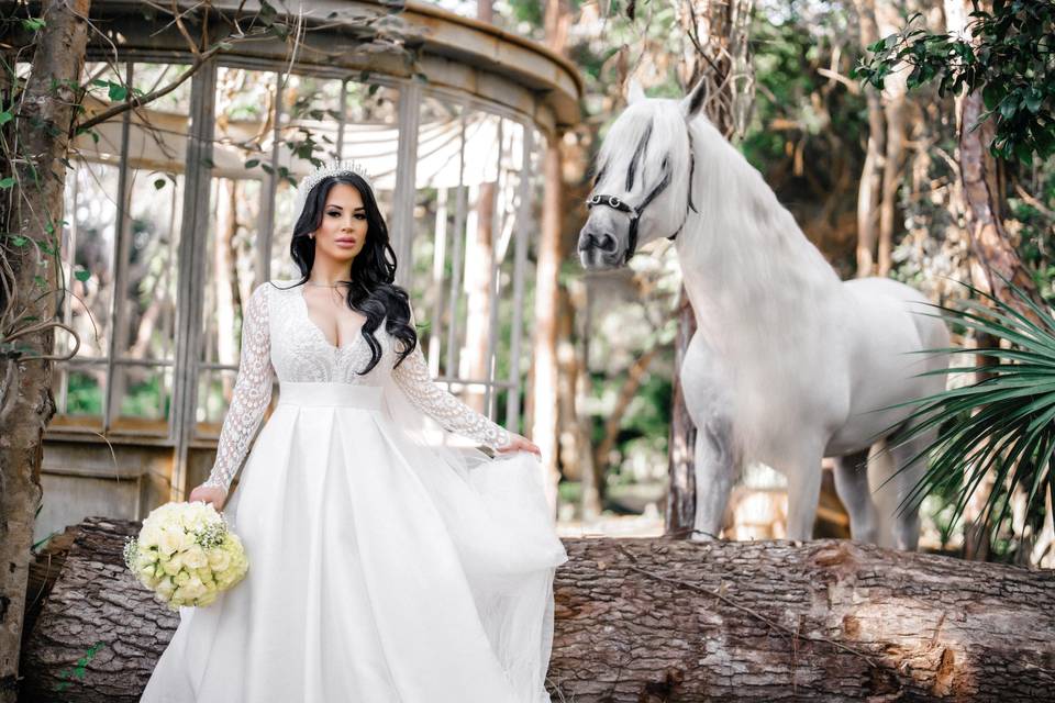 Bride with white horse