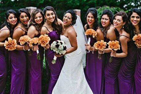 The bride with her bridesmaids