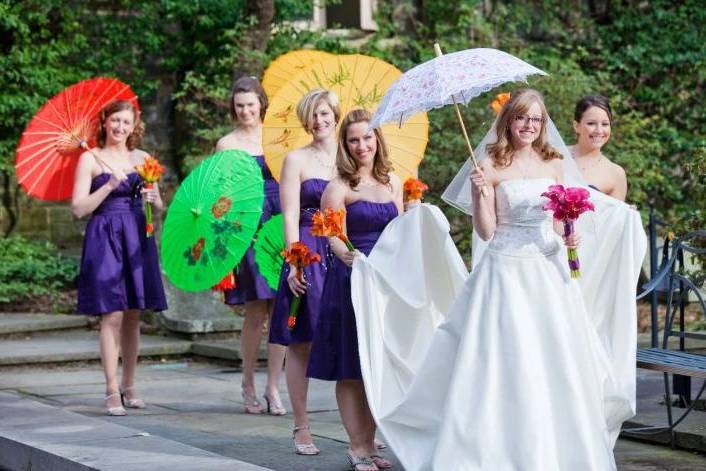 The bride with her bridesmaids