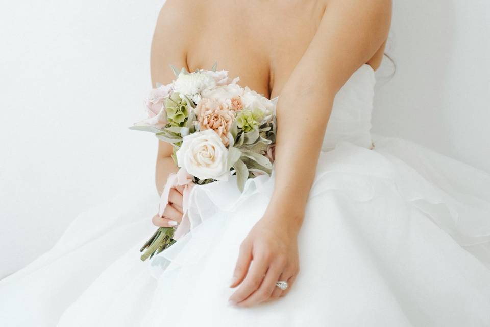 Bride holding bouquet