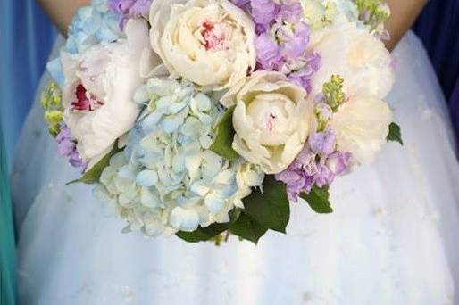 The bride holding her bouquet