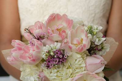 The bride holding her bouquet