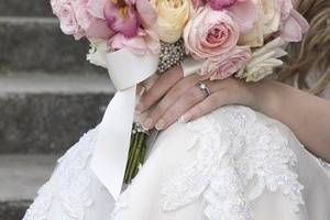 The bride holding her bouquet