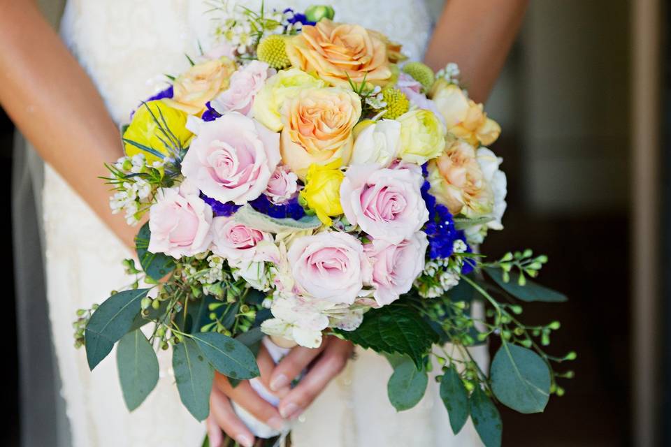 The bride holding her bouquet