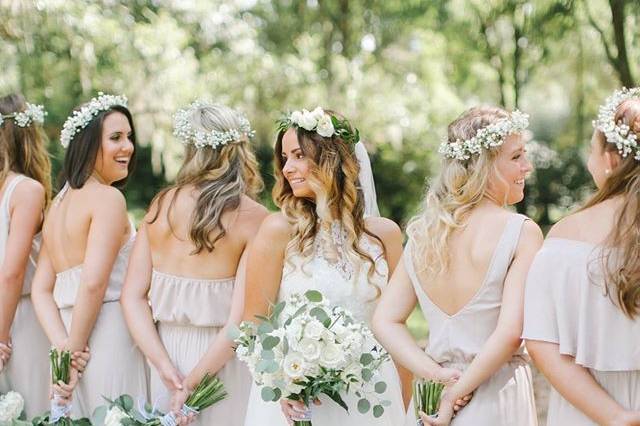 The bride with her bridesmaids