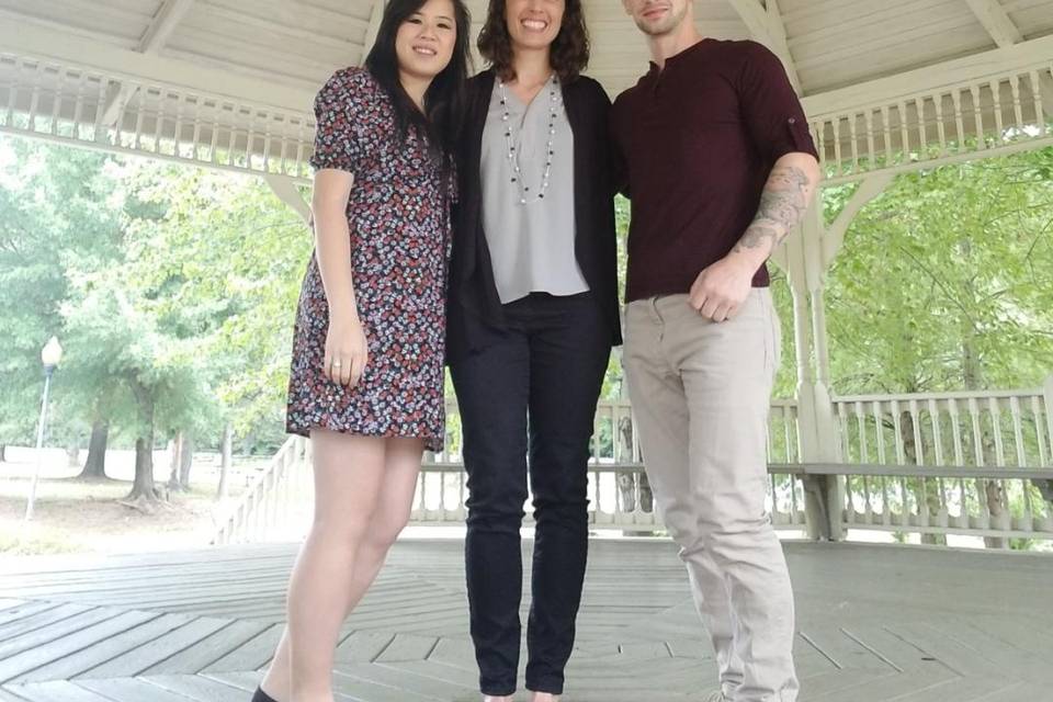 An intimate ceremony in a park