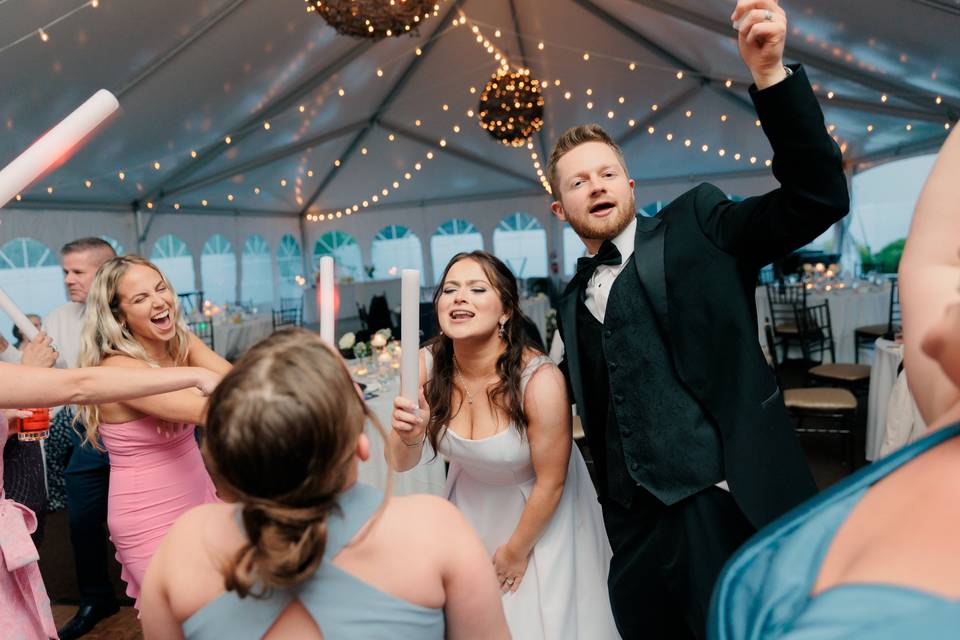 Dancing in covered tent