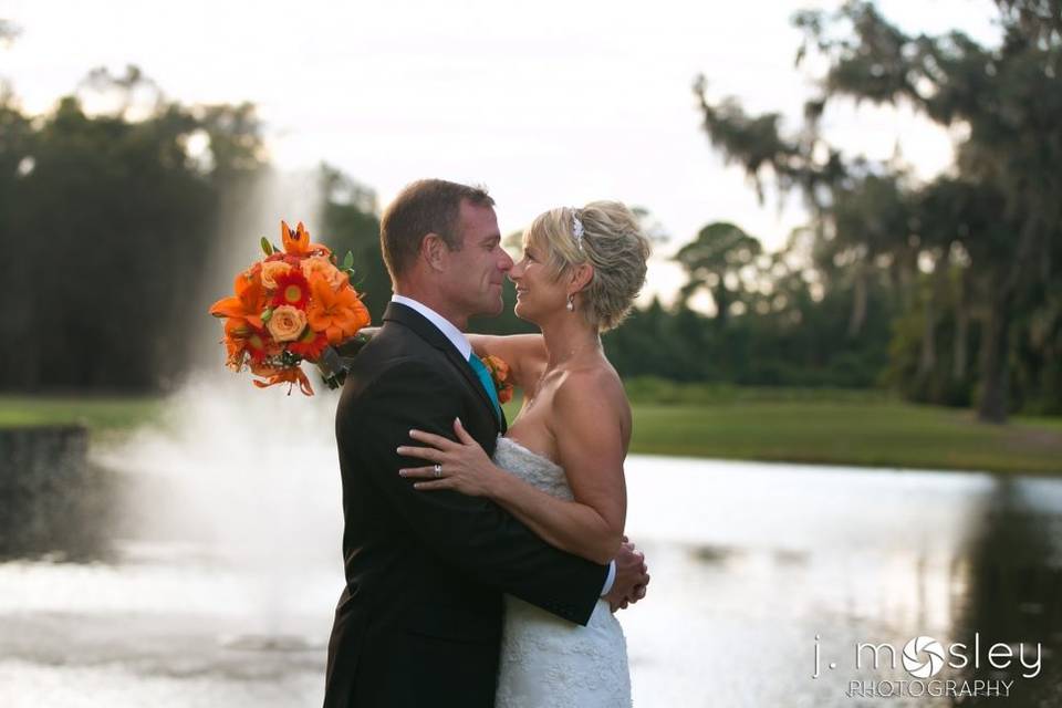 All orange bridal bouquet.