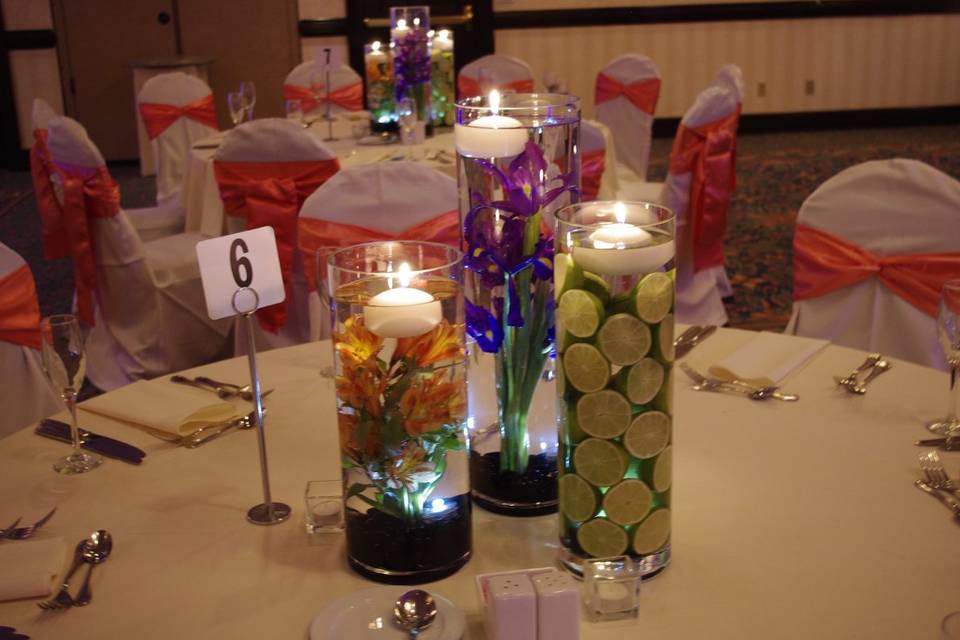Submerged flowers and cut limes at the Sawgrass Marriott in Jacksonville Fl