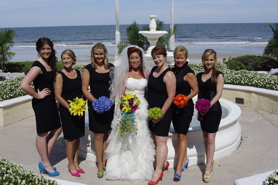 The bride with her bridesmaids